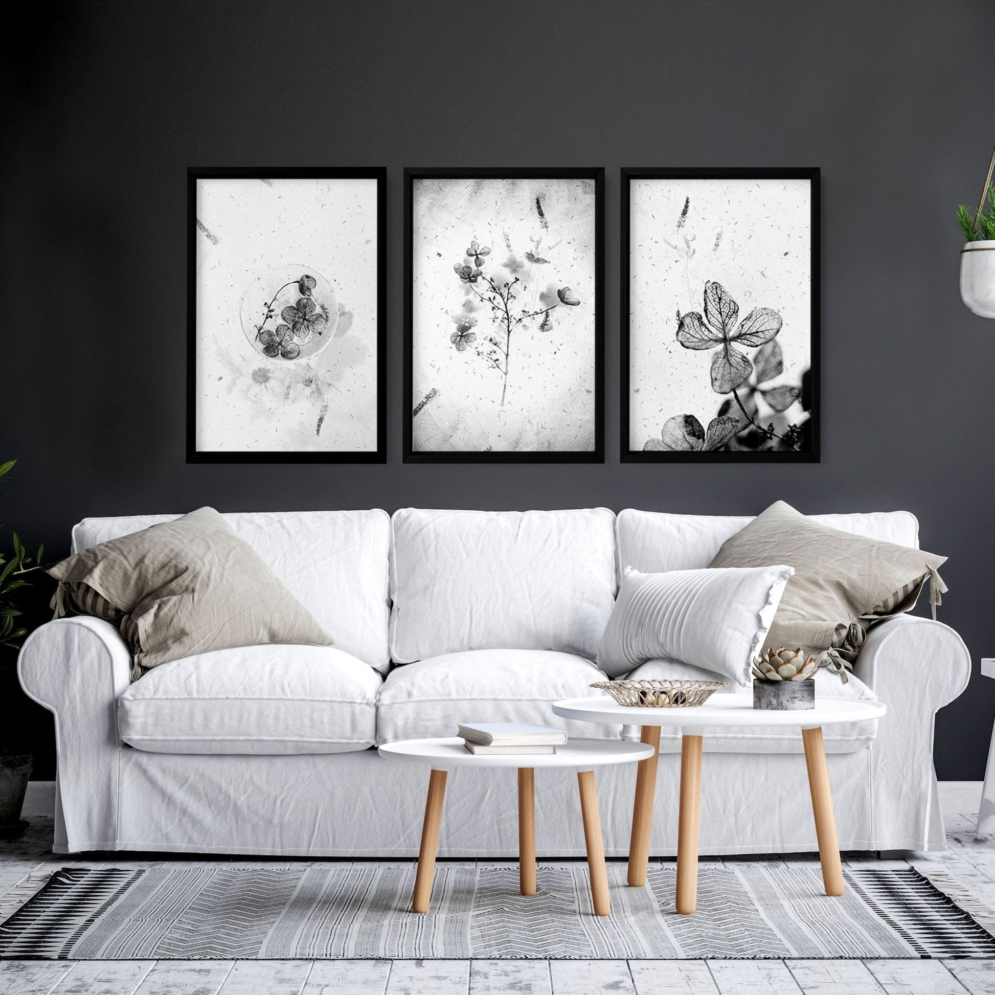 Wall arts black and white | set of 3 framed wall art prints