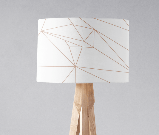 White Drum Lampshade, Rose Gold Line Design Shade for Table, Floor or Ceiling Pendant Light
