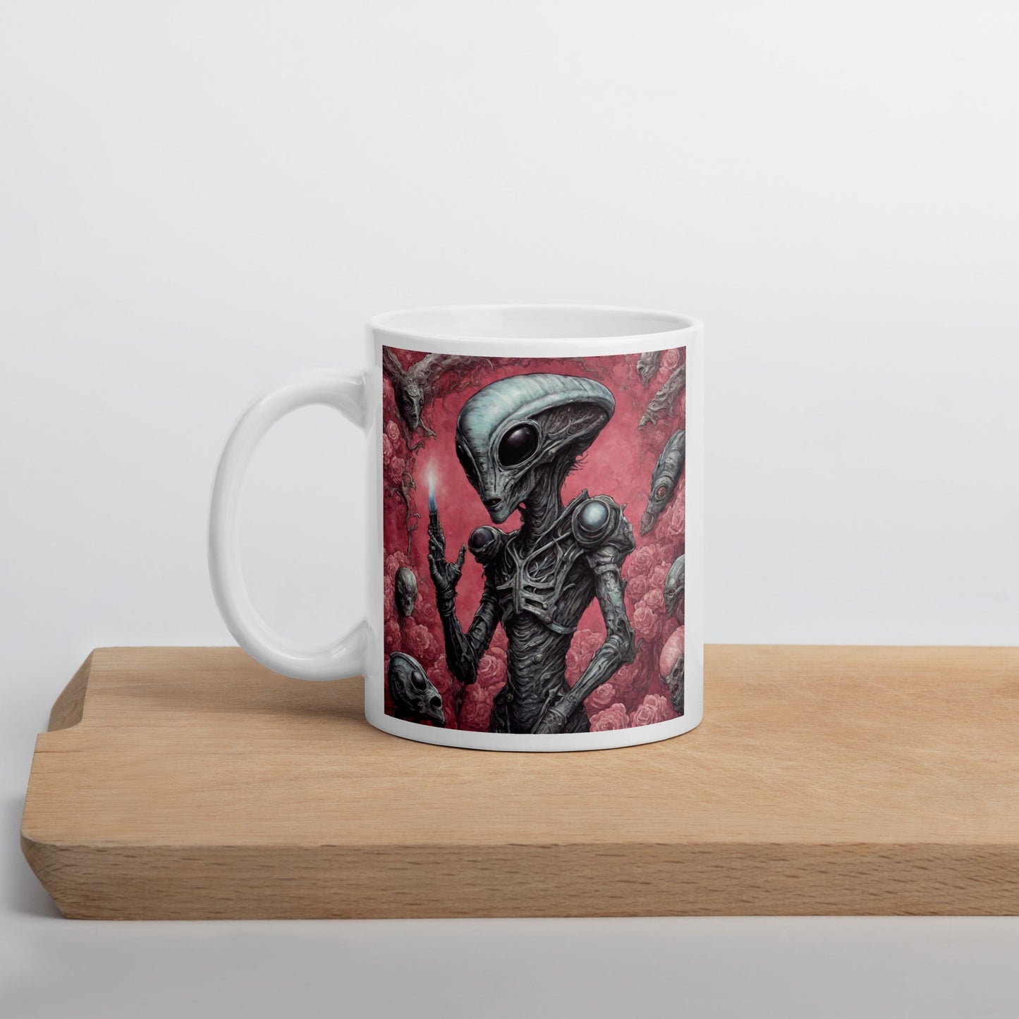 Alien Landscape White Mug — Unique AI Designed Gift