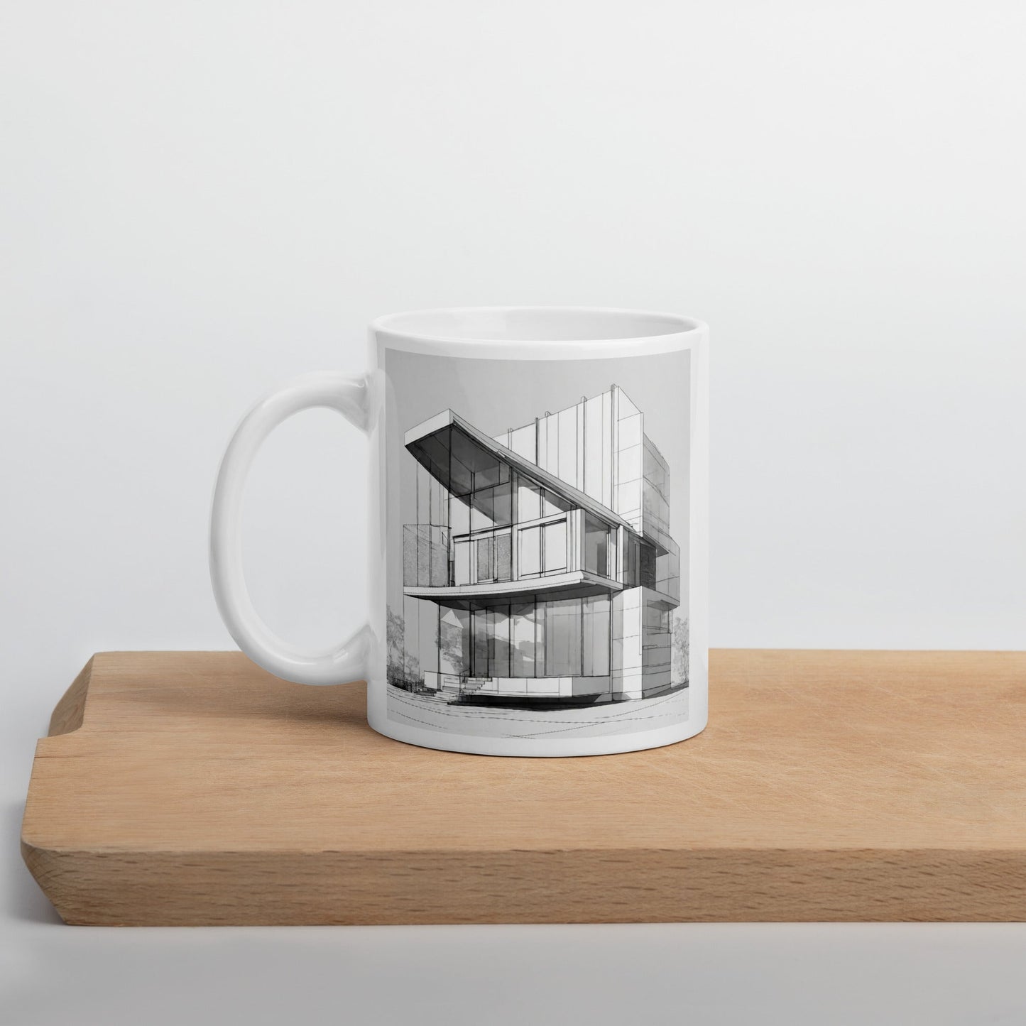 Architectural White Mug — Unique AI Designed Gift