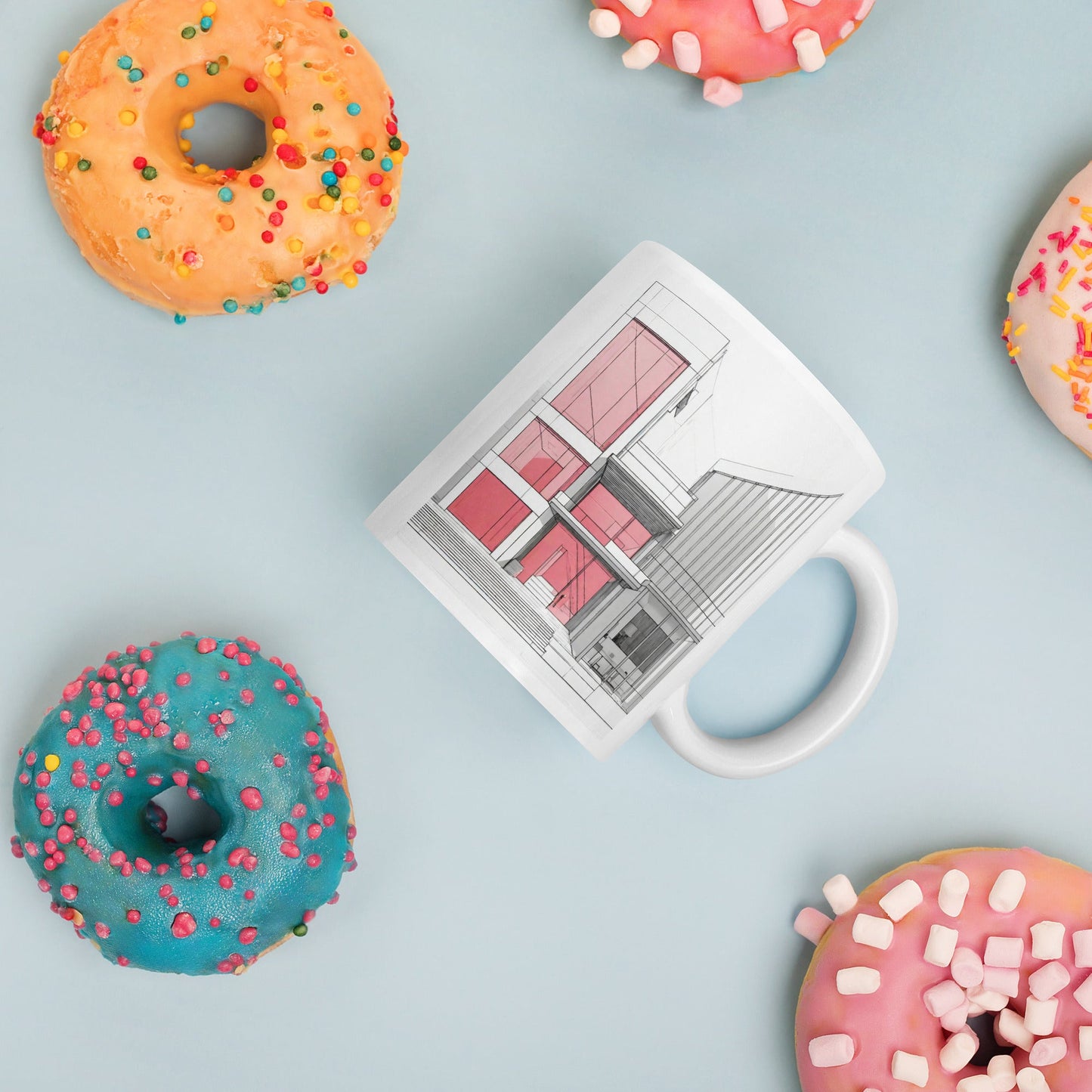 Architectural White Mug — Unique AI Designed Gift