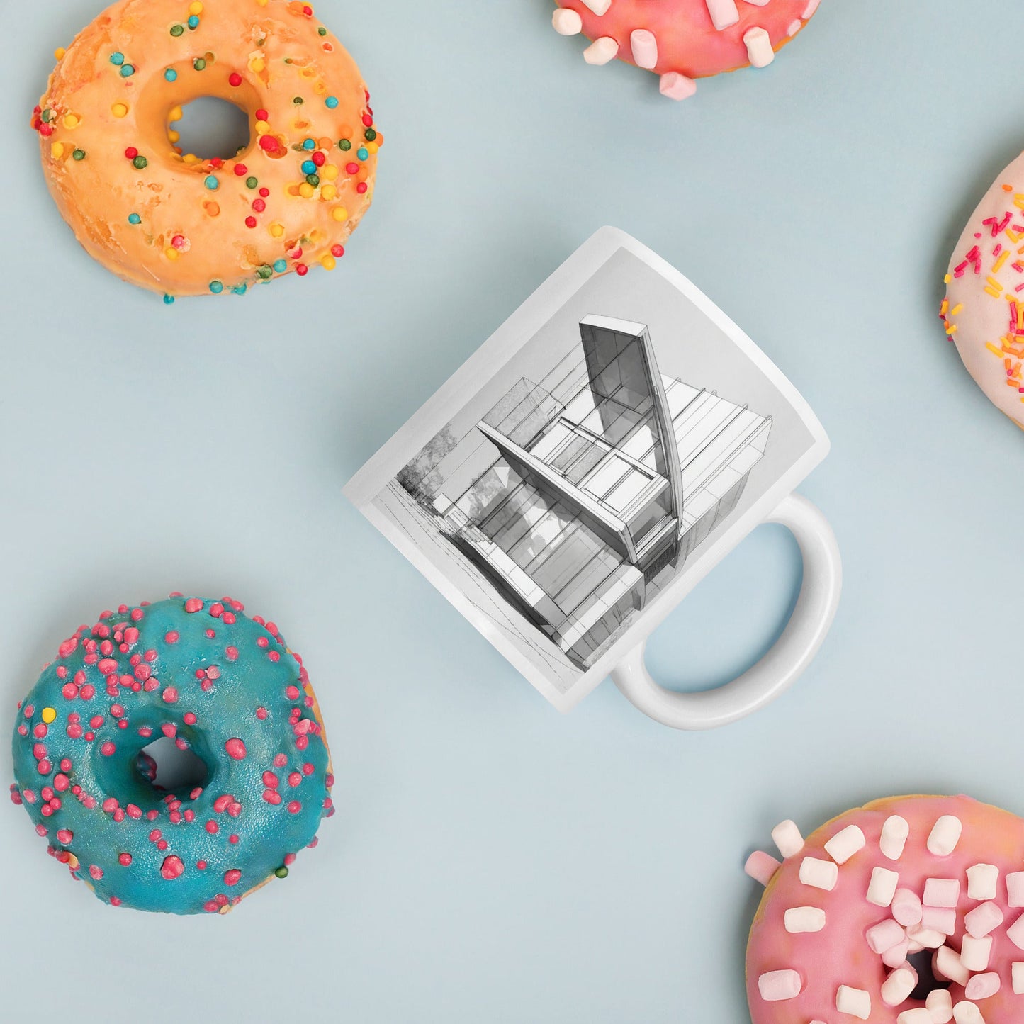 Architectural White Mug — Unique AI Designed Gift