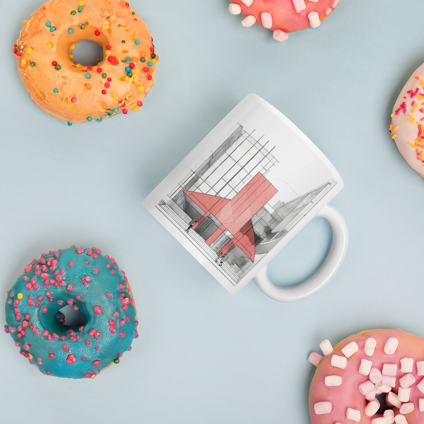 Architectural White Mug — Unique AI Designed Gift