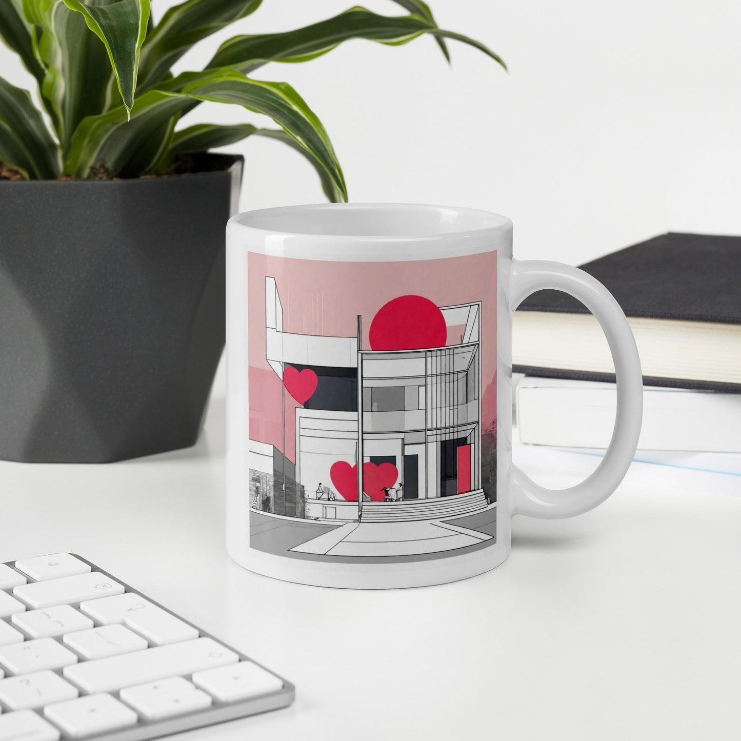 Architectural White Mug — Unique AI Designed Gift