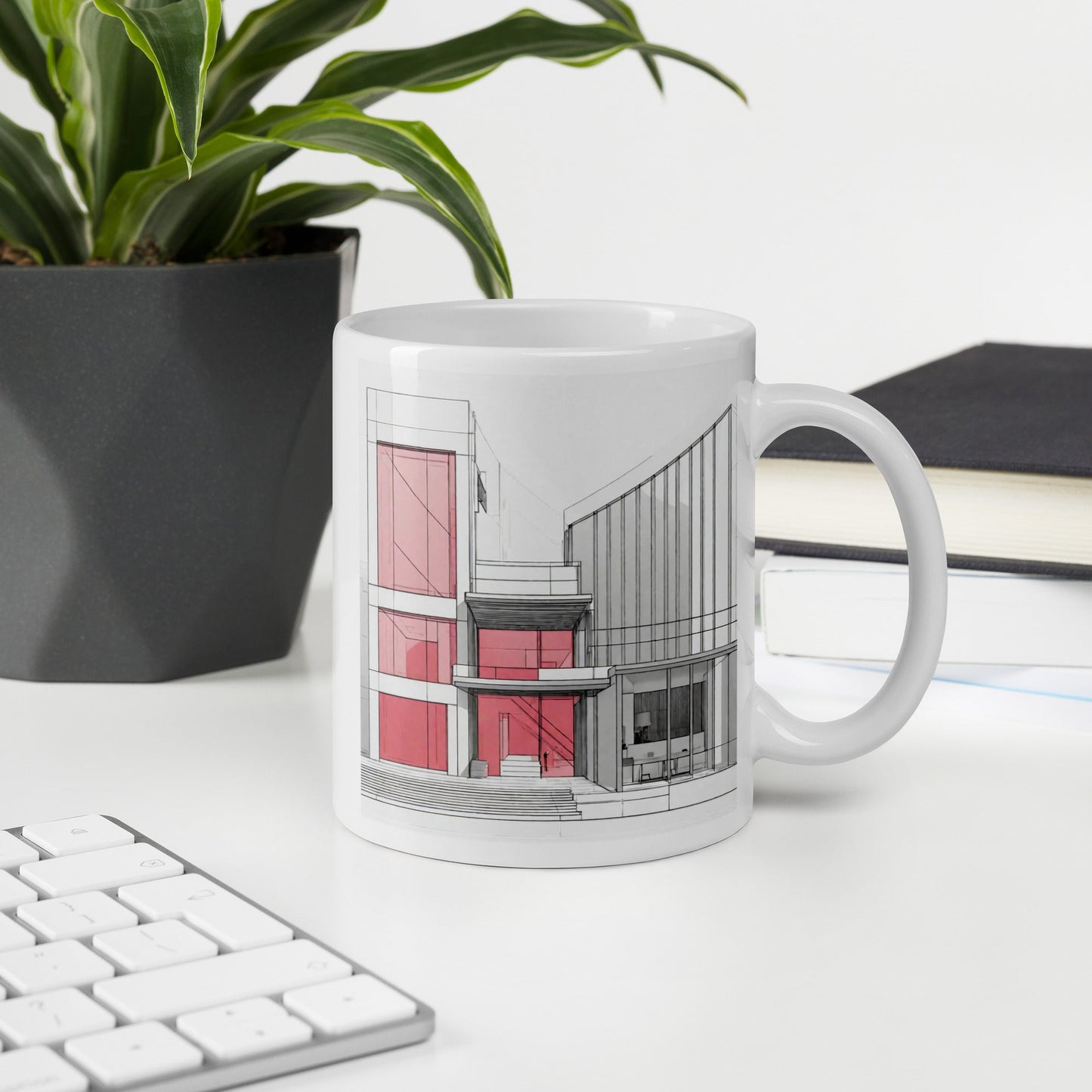 Architectural White Mug — Unique AI Designed Gift