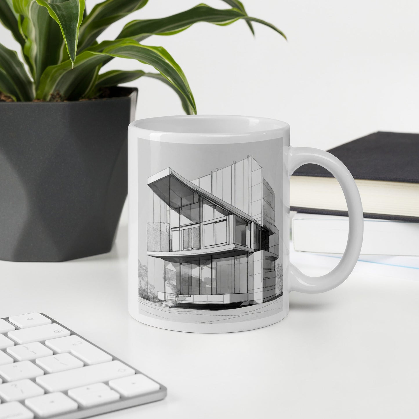 Architectural White Mug — Unique AI Designed Gift
