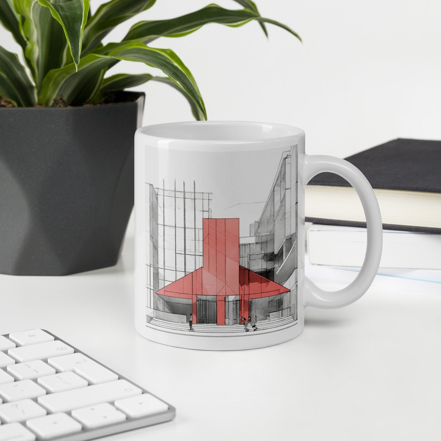 Architectural White Mug — Unique AI Designed Gift
