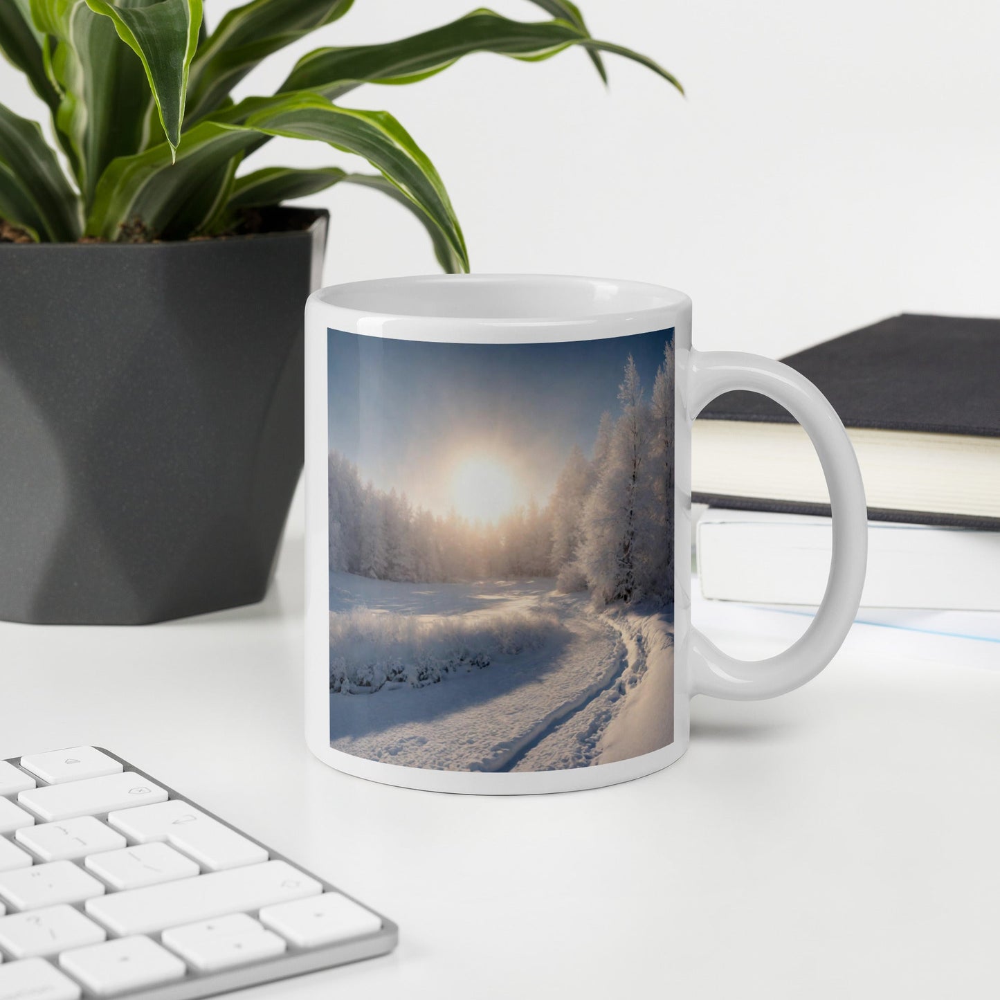 White glossy mug