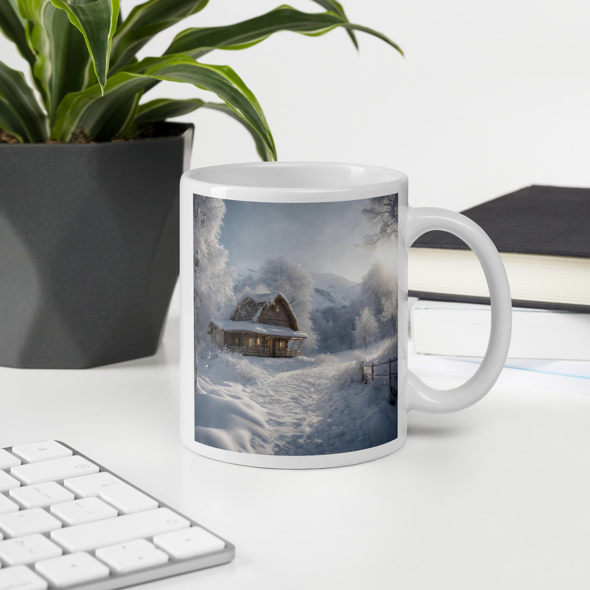 White glossy mug