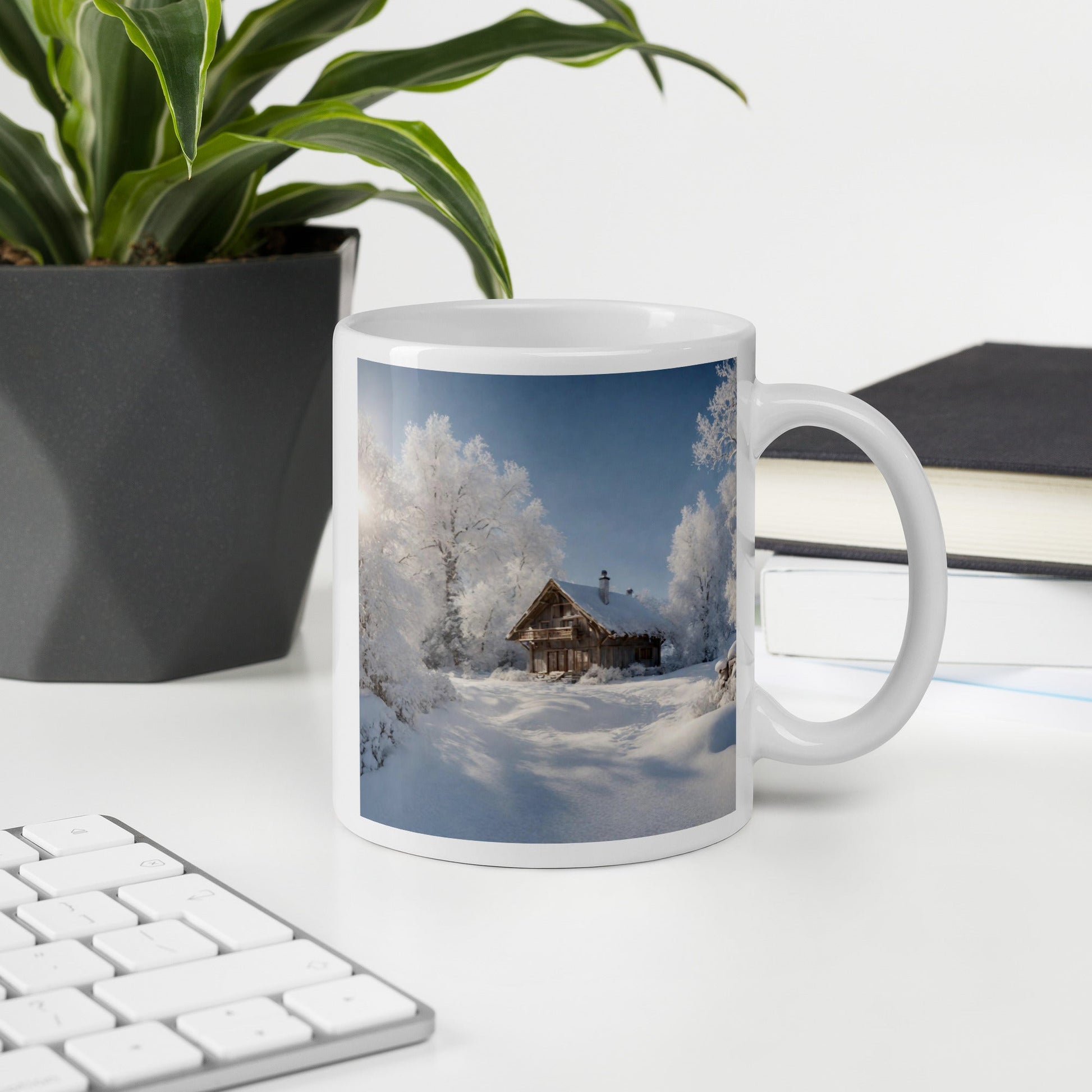White glossy mug