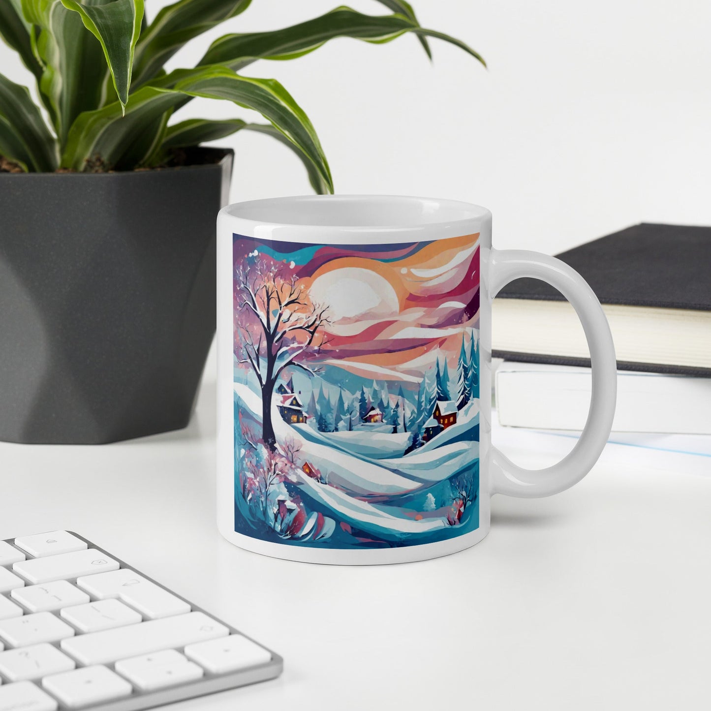 White glossy mug