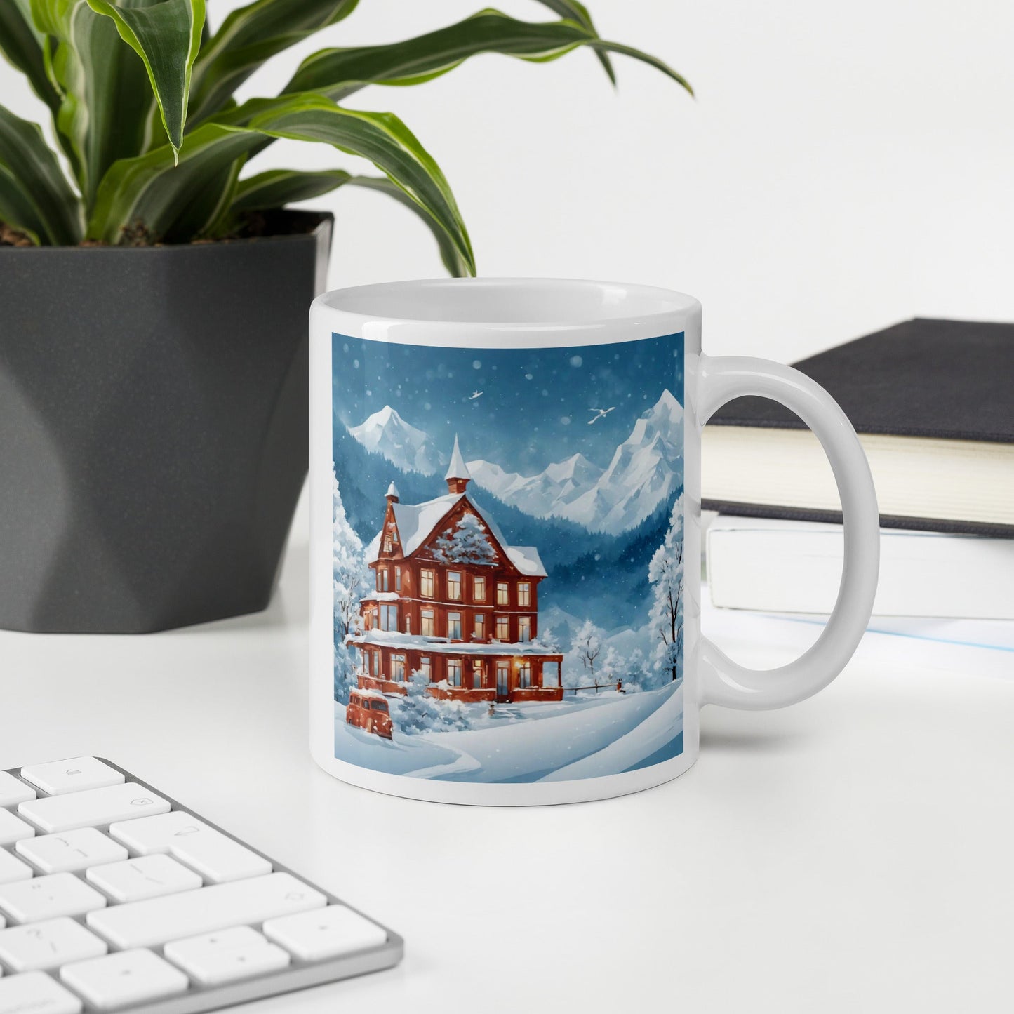 White glossy mug