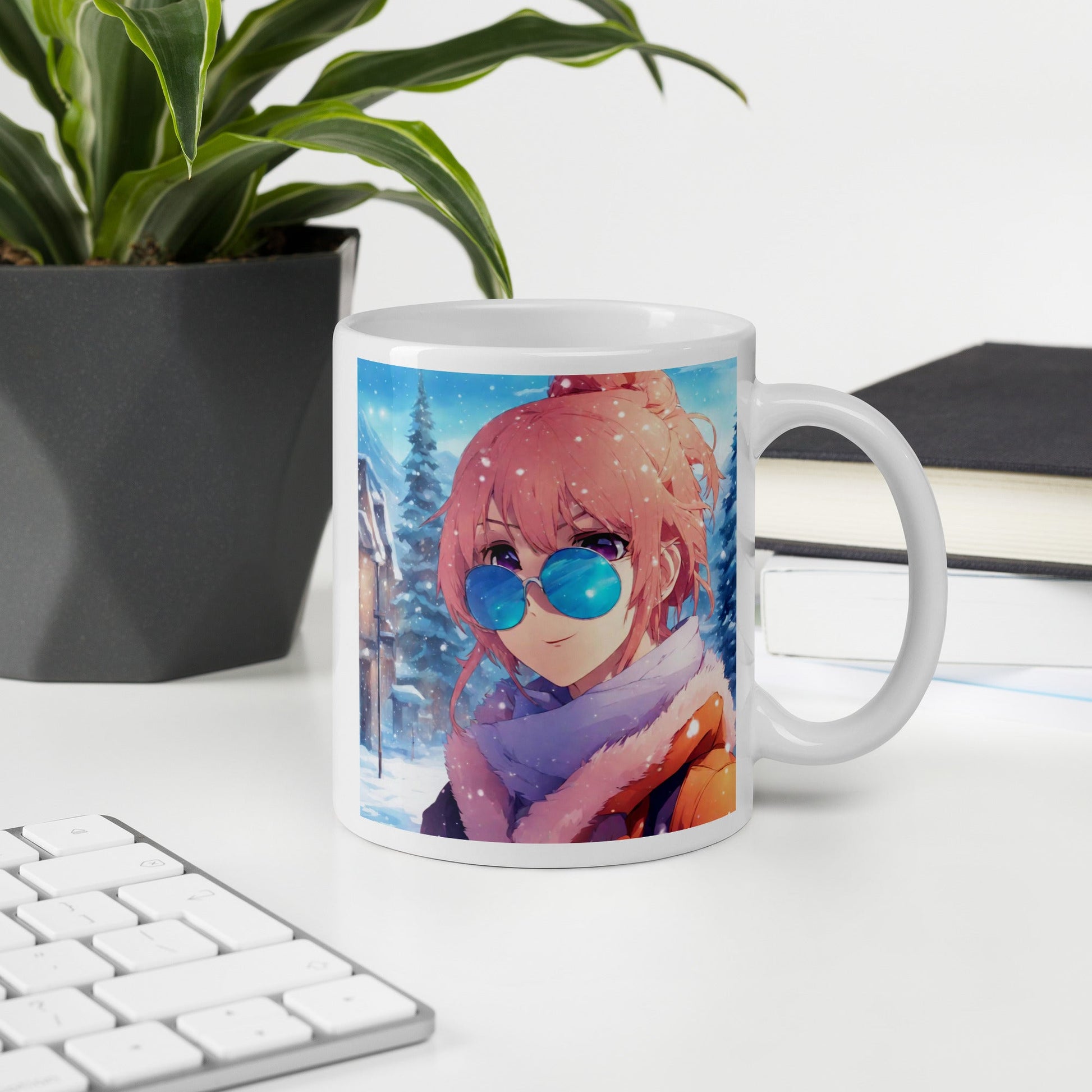 White glossy mug