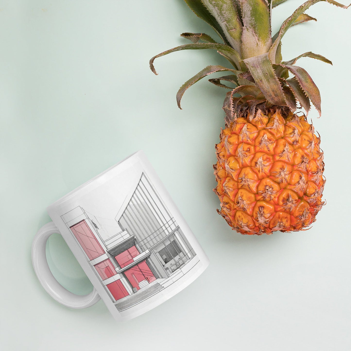 Architectural White Mug — Unique AI Designed Gift