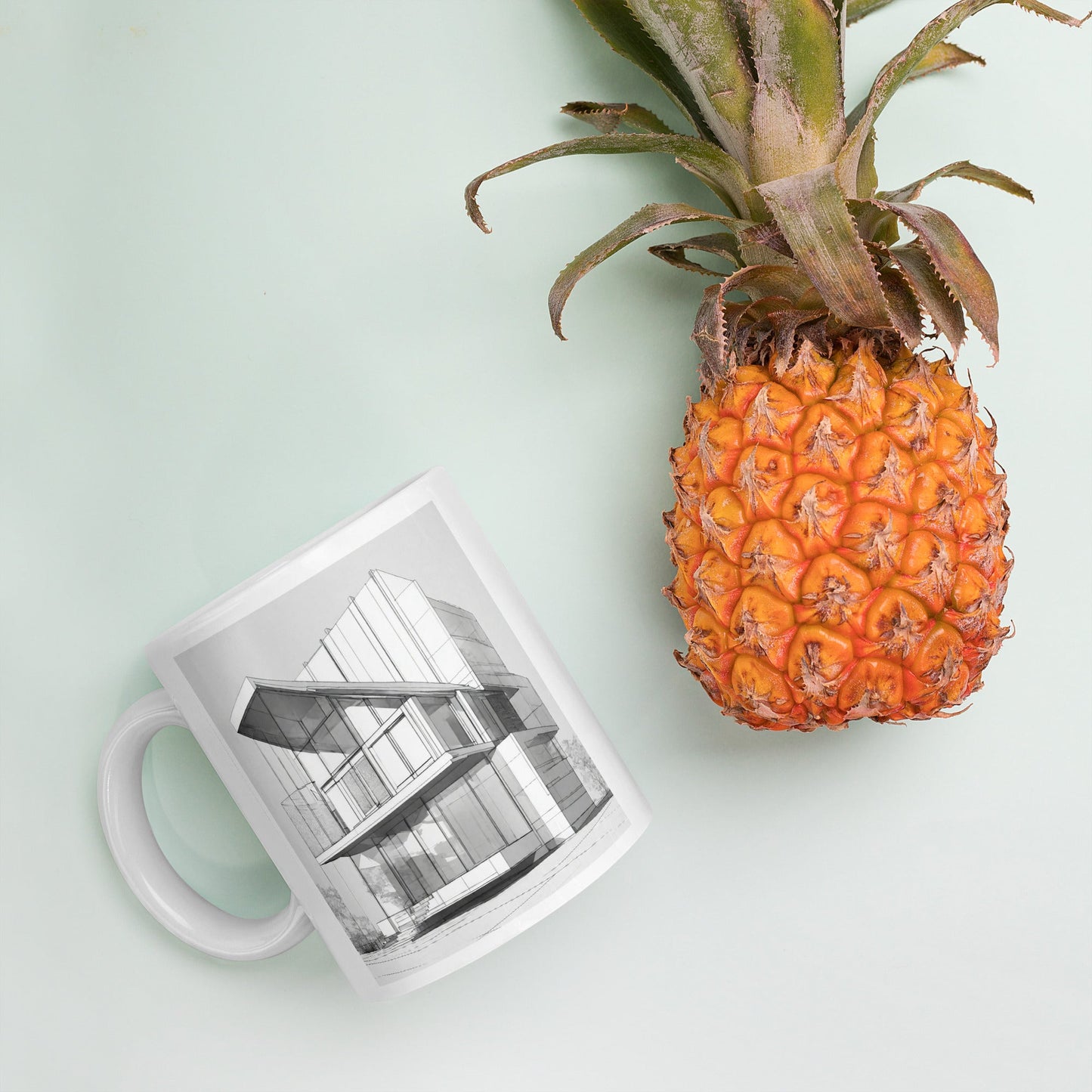 Architectural White Mug — Unique AI Designed Gift