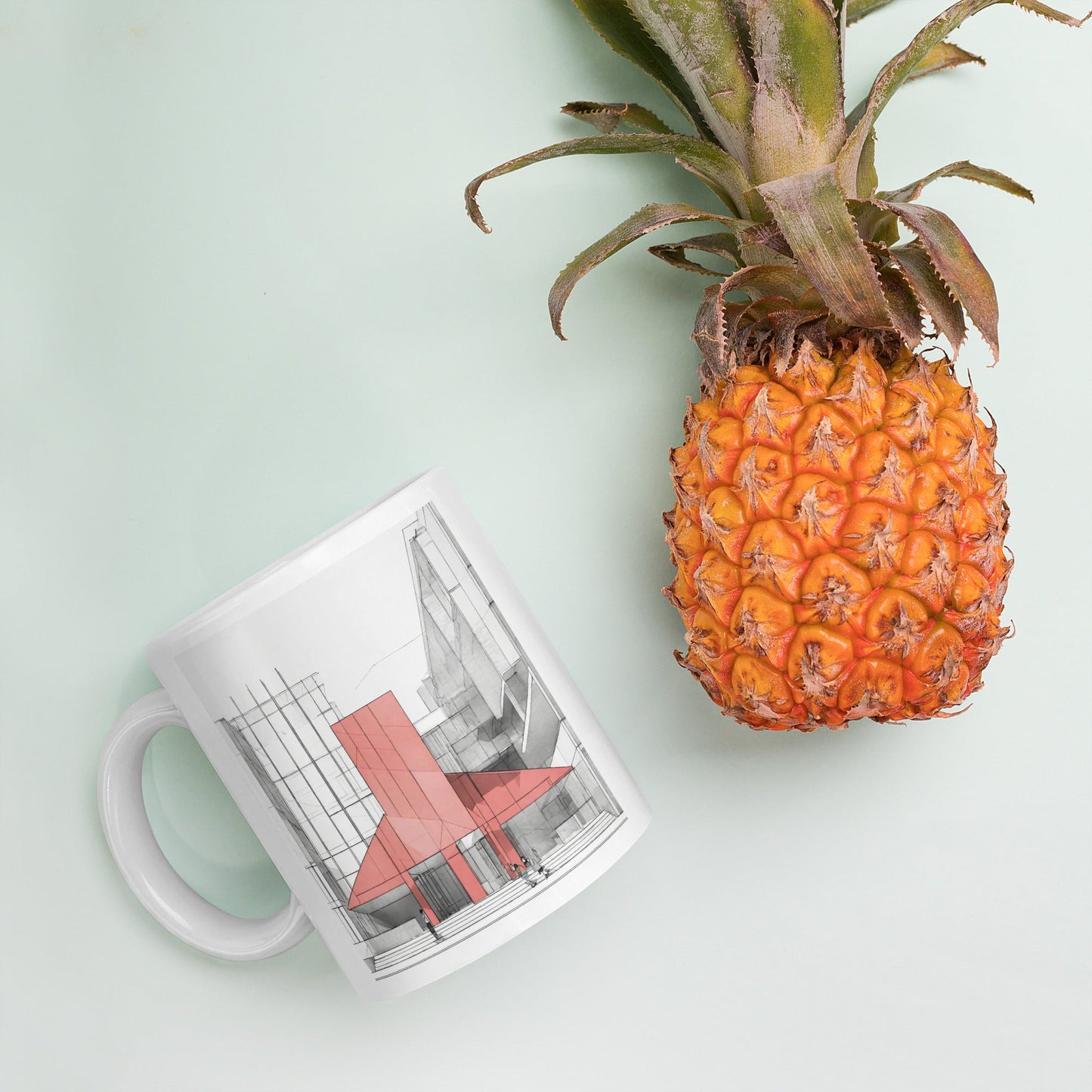 Architectural White Mug — Unique AI Designed Gift