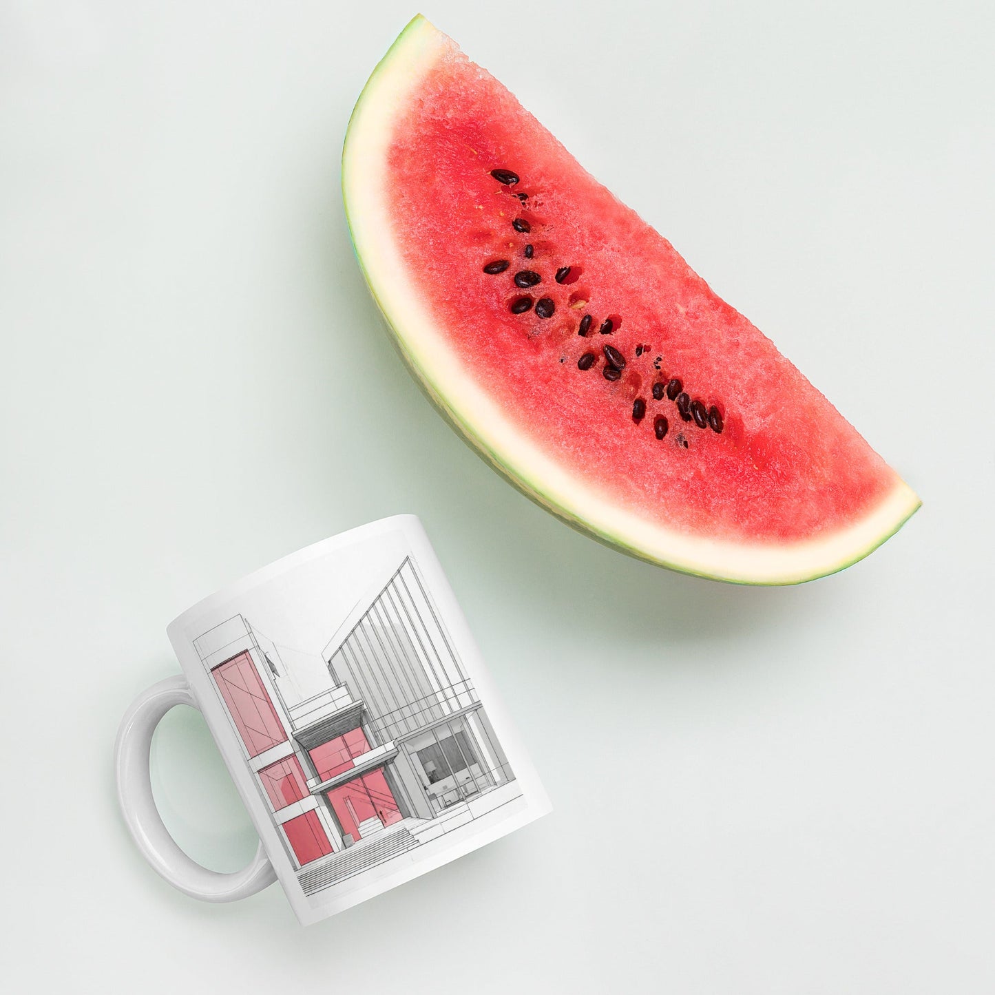 Architectural White Mug — Unique AI Designed Gift