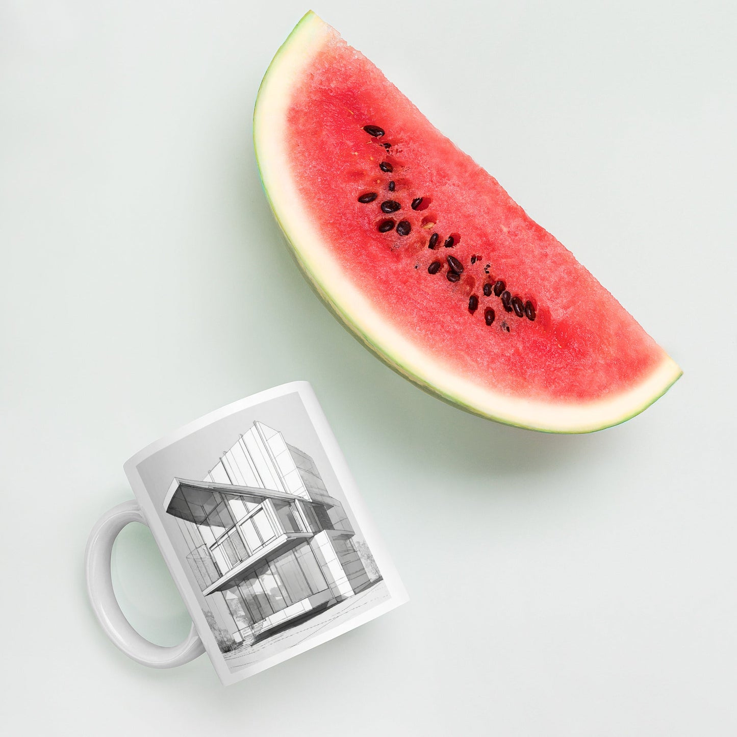 Architectural White Mug — Unique AI Designed Gift