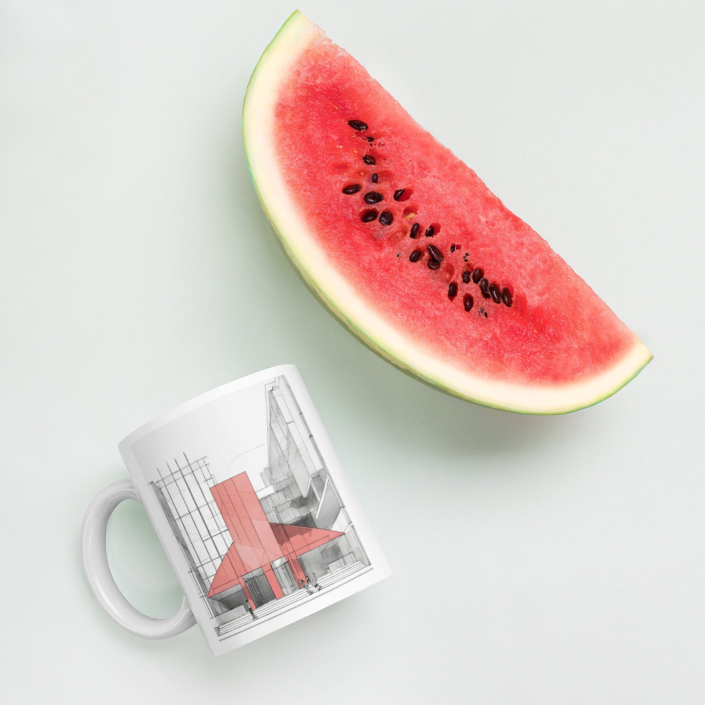 Architectural White Mug — Unique AI Designed Gift