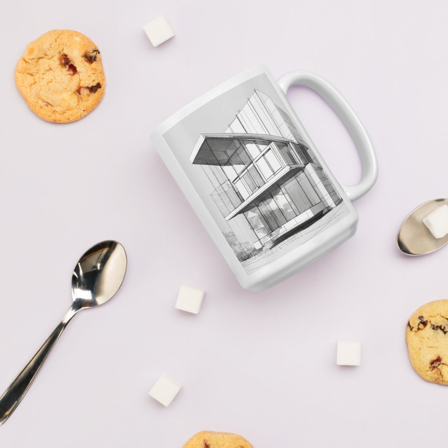 Architectural White Mug — Unique AI Designed Gift