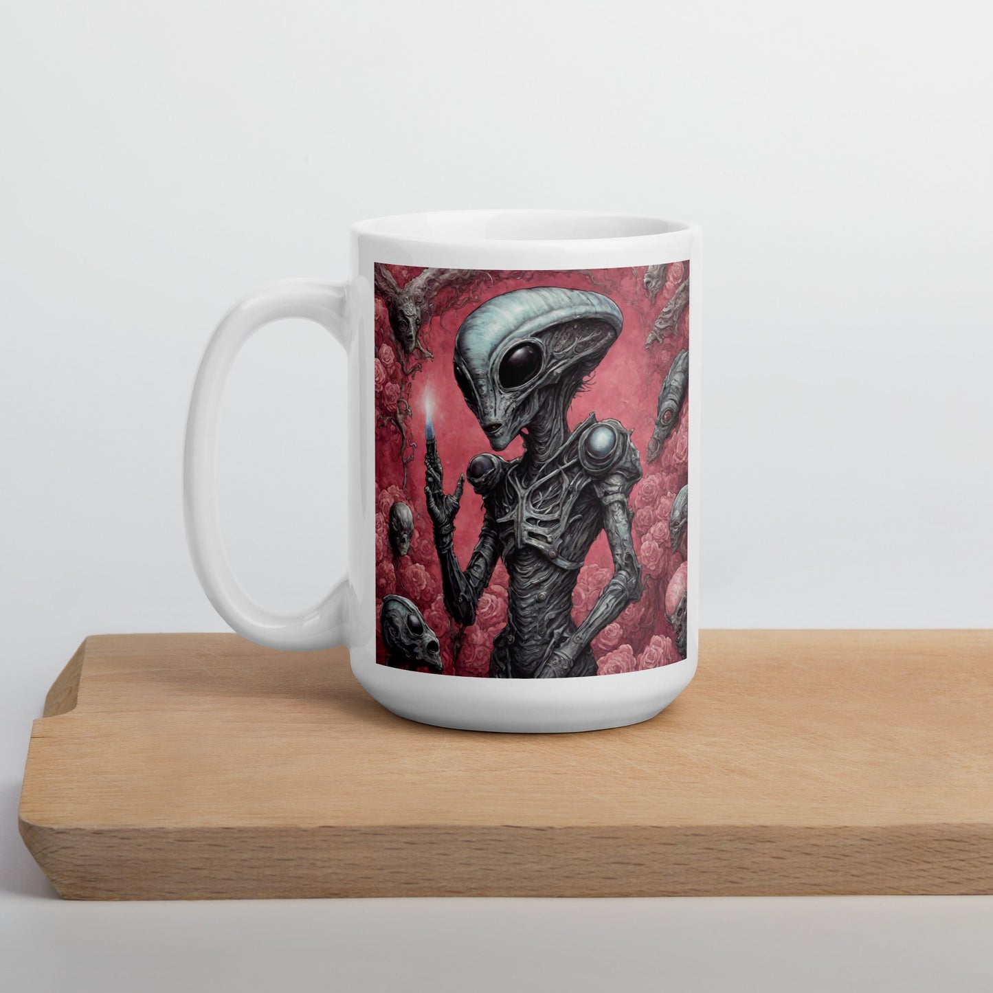 Alien Landscape White Mug — Unique AI Designed Gift