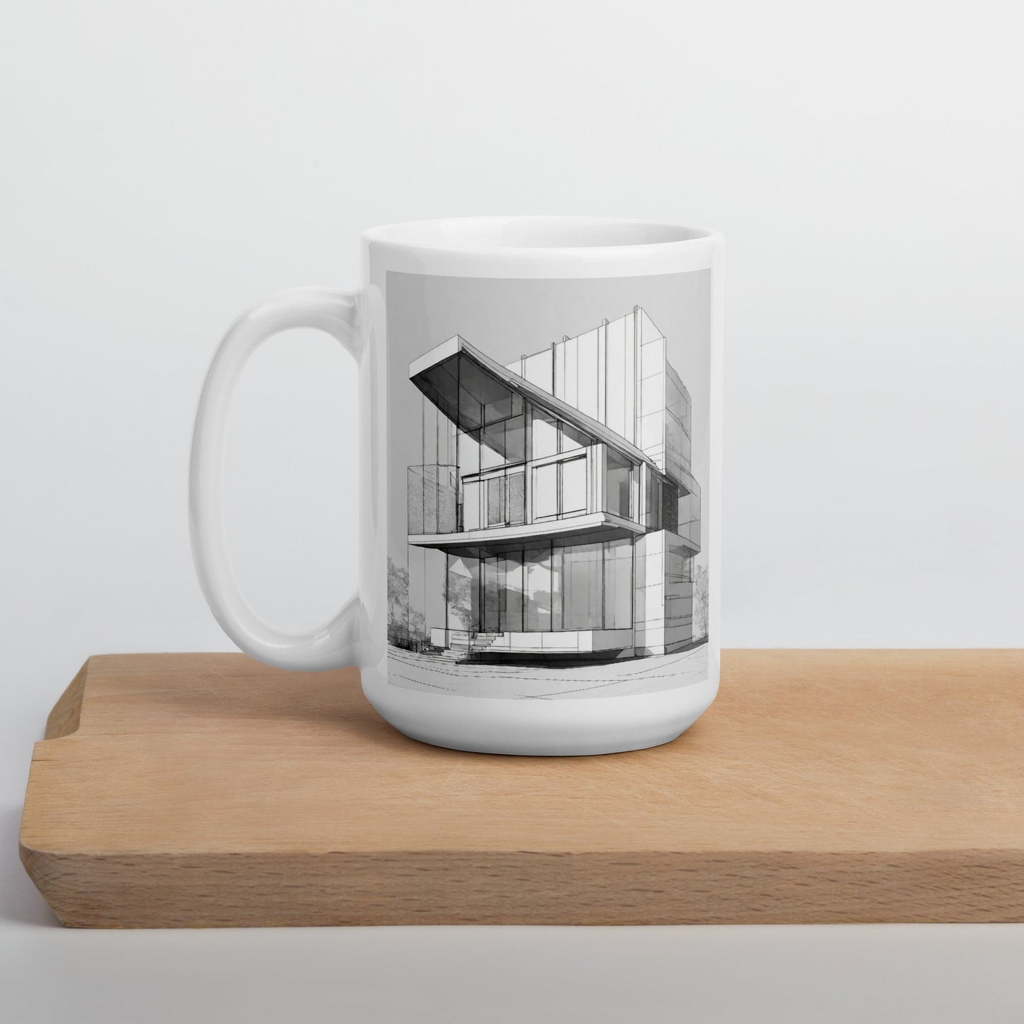 Architectural White Mug — Unique AI Designed Gift