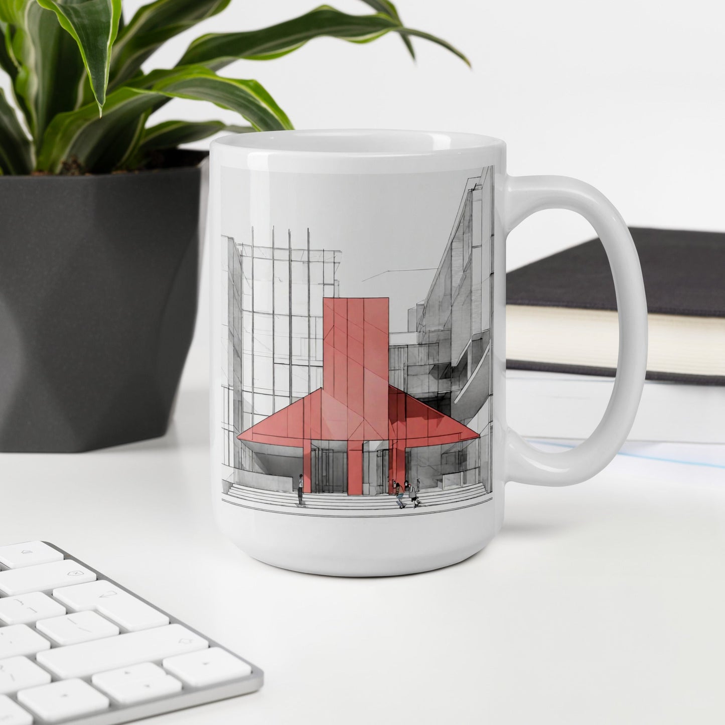 Architectural White Mug — Unique AI Designed Gift