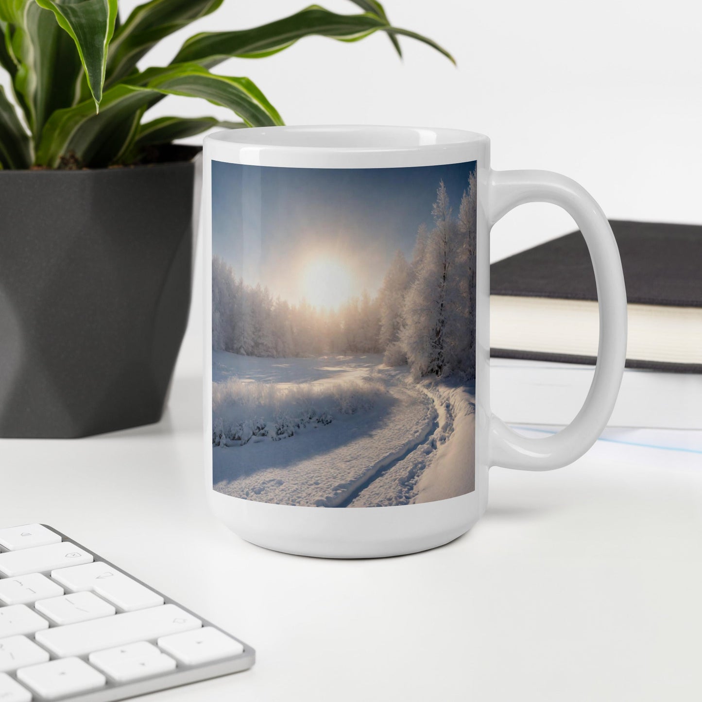 White glossy mug