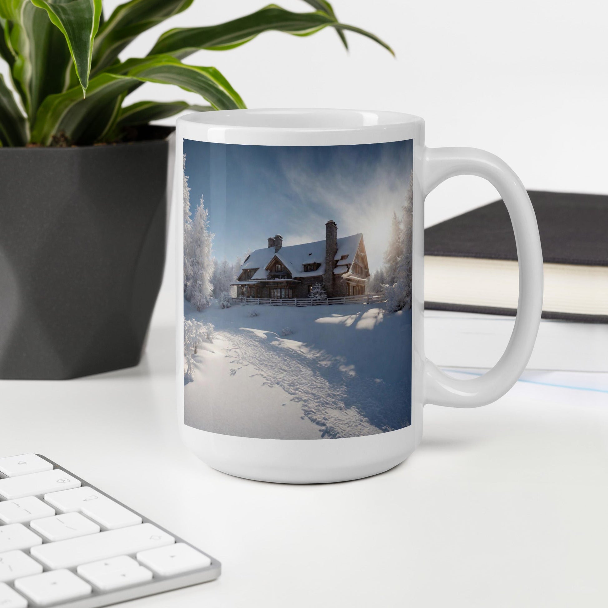 White glossy mug
