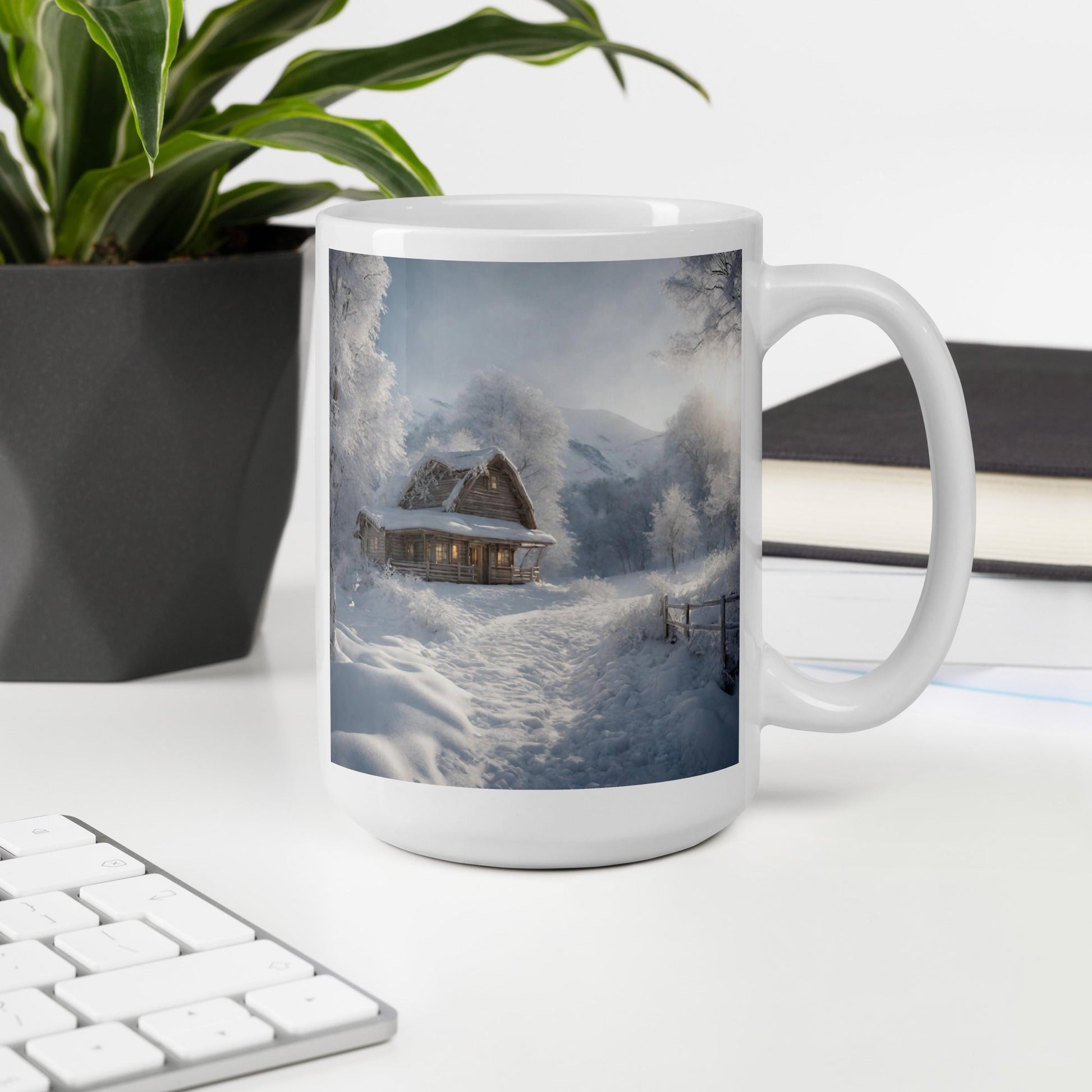 White glossy mug
