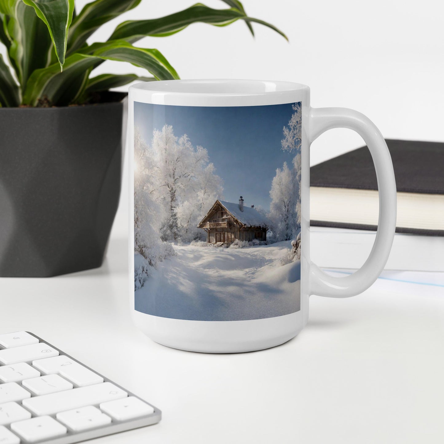 White glossy mug