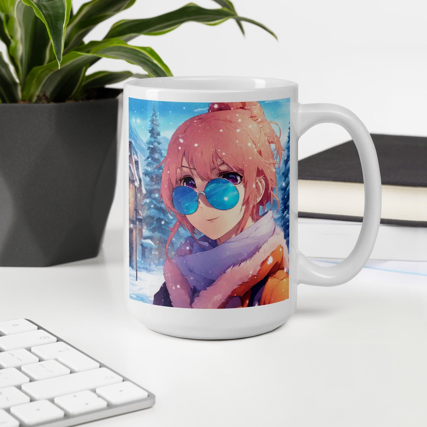 White glossy mug