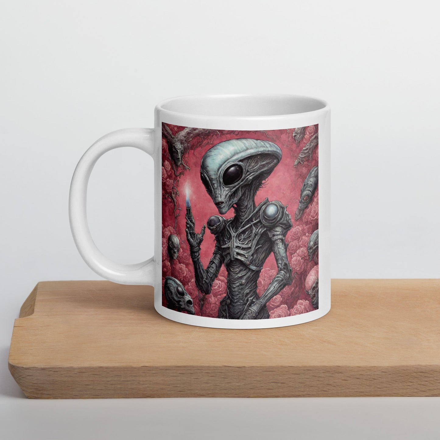 Alien Landscape White Mug — Unique AI Designed Gift