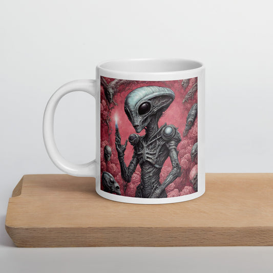 Alien Landscape White Mug — Unique AI Designed Gift