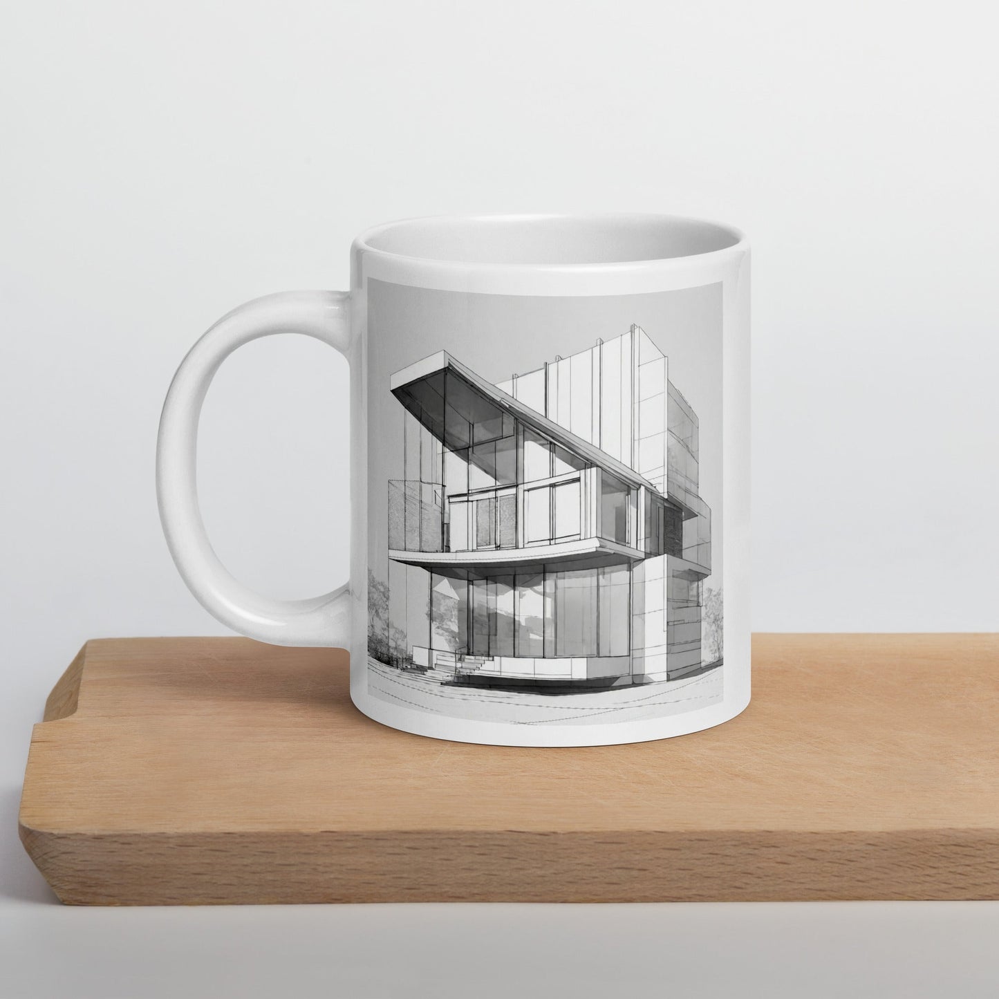 Architectural White Mug — Unique AI Designed Gift
