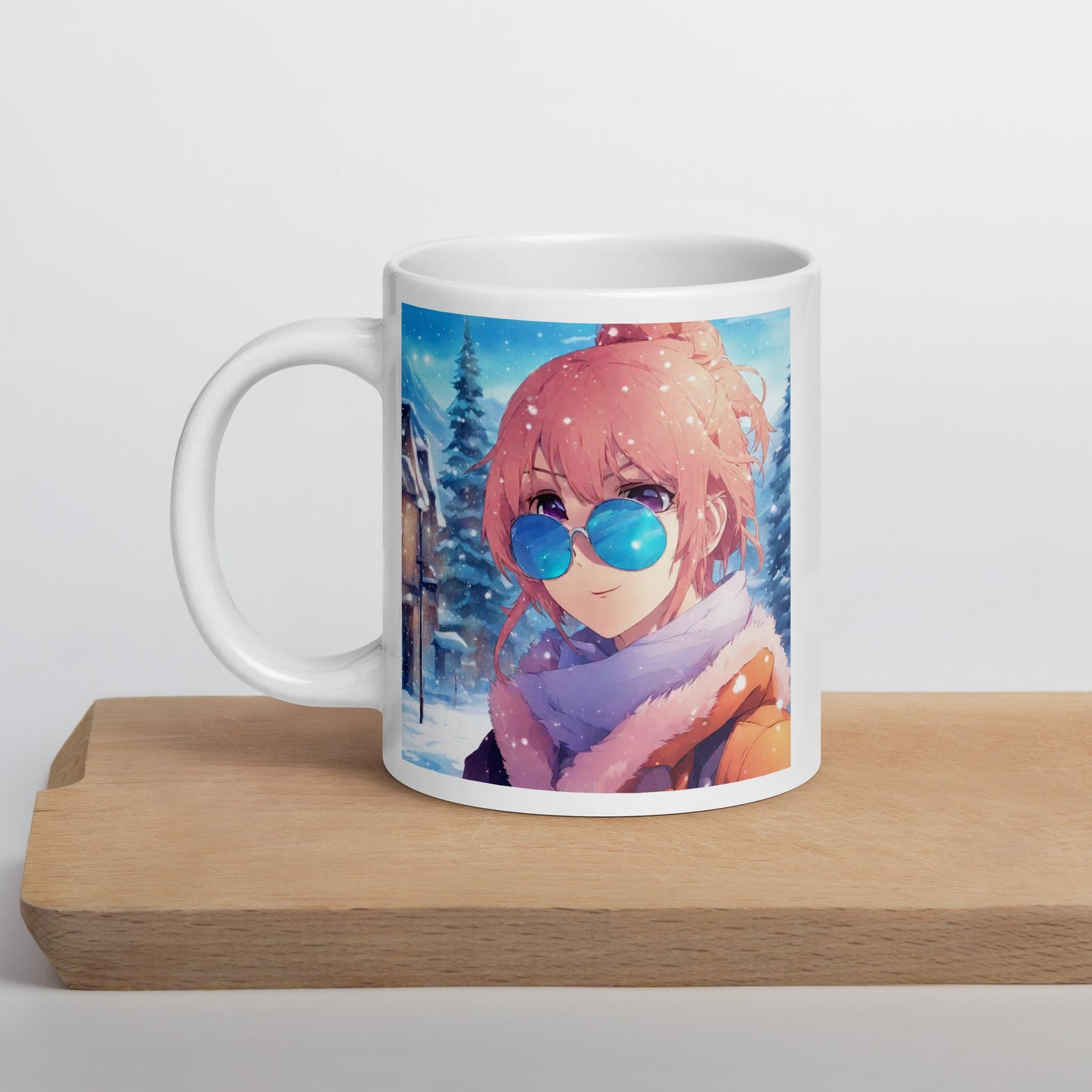 White glossy mug