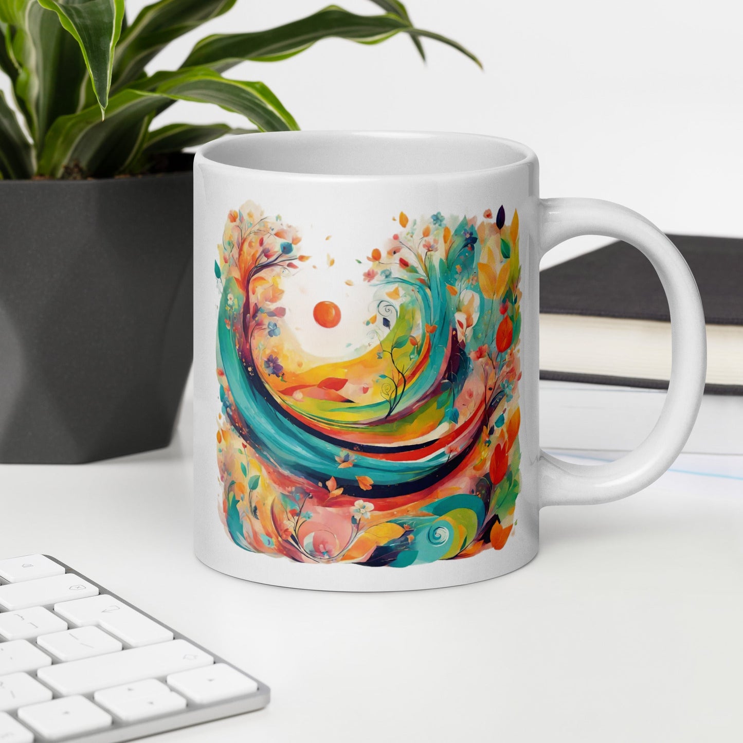 White glossy mug
