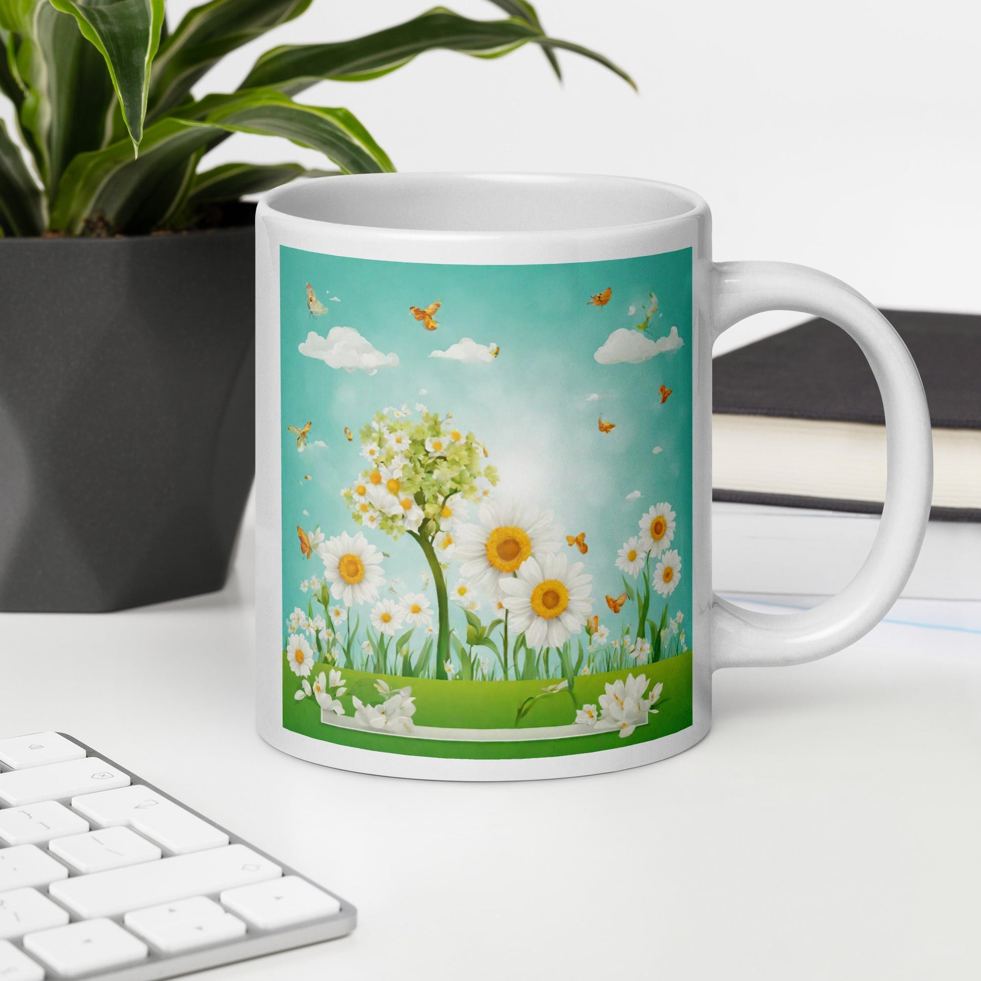 White glossy mug