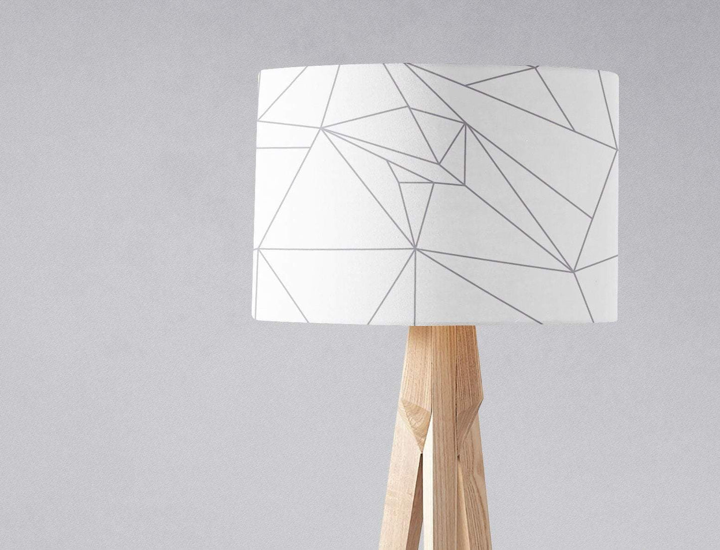 White Drum Lampshade, Grey Geometric Line Design Shade for Table, Floor or Ceiling Pendant Light
