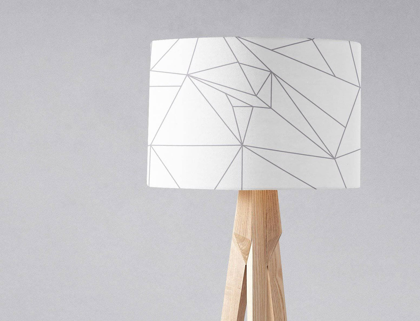 White Drum Lampshade, Grey Geometric Line Design Shade for Table, Floor or Ceiling Pendant Light