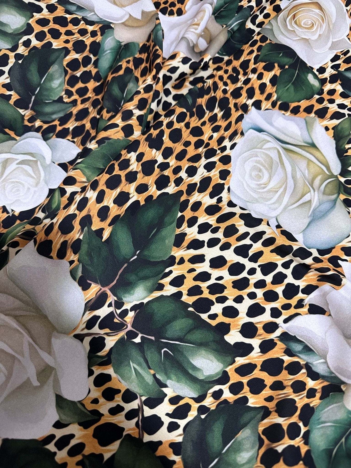 Floral and Cheetah Pattern Fabric By Metre