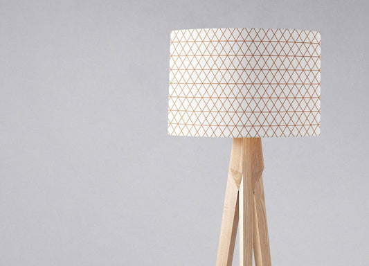 White Drum Lampshade, Copper Line Design Shade for Table, Floor or Ceiling Pendant Light