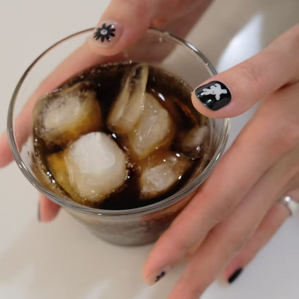 Now Now | White Bunny Black Nail Wraps