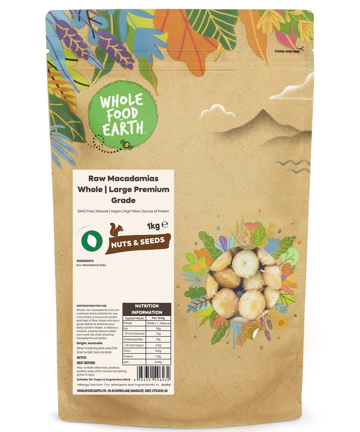 Raw Macadamias Whole | Large Premium Grade