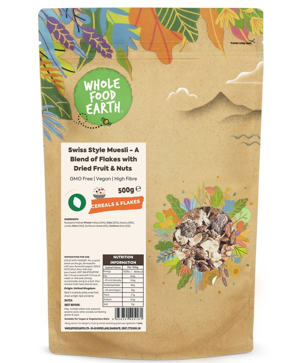 Swiss Style Muesli - A Blend of Flakes with Dried Fruit & Nuts