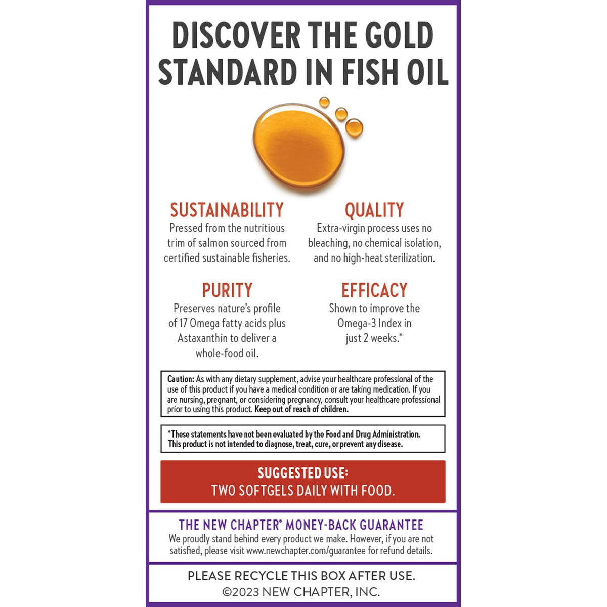 New Chapter Wholemega Fish Oil – 2000mg per Serving, Wild Alaskan Salmon Oil + Vitamin D3, 60 Softgels