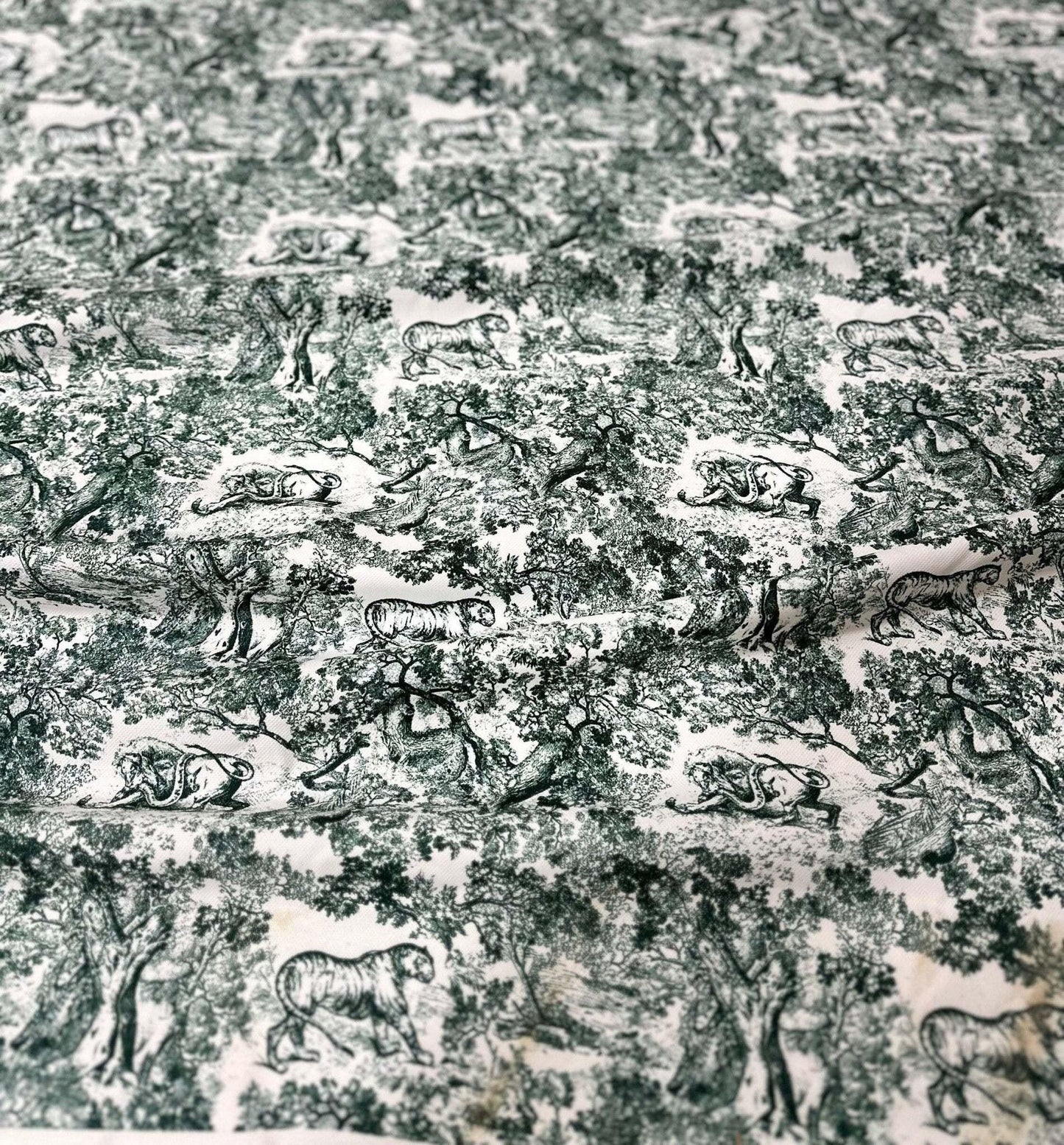 Green Wild Forest Animal Print Fabric by the Metre