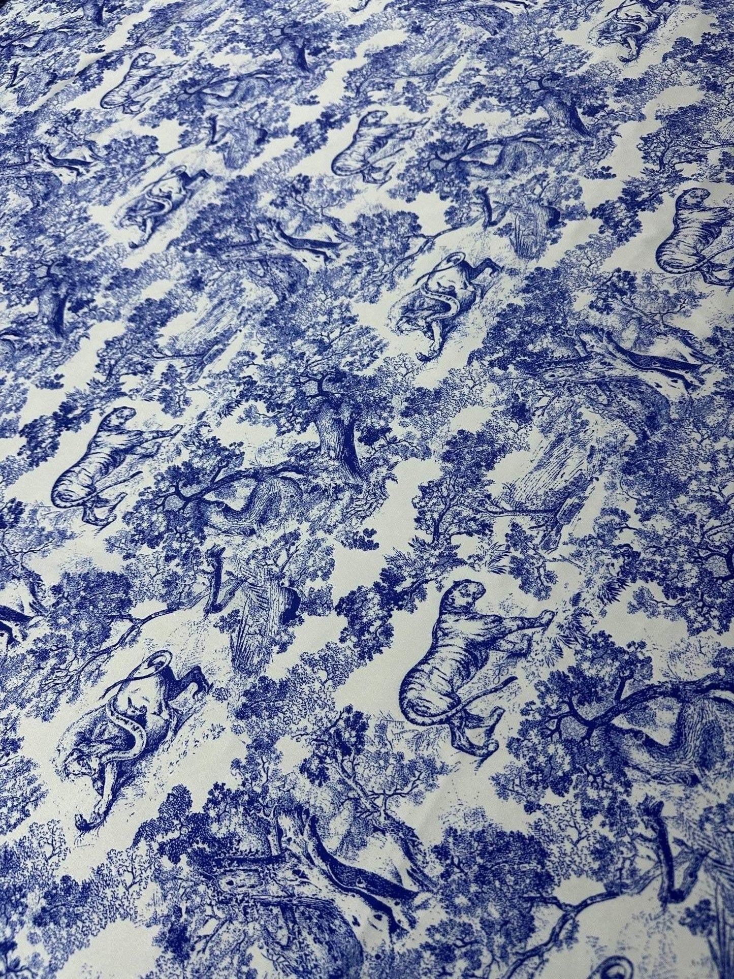 Blue Wild Forest Pattern Fabric by Metre