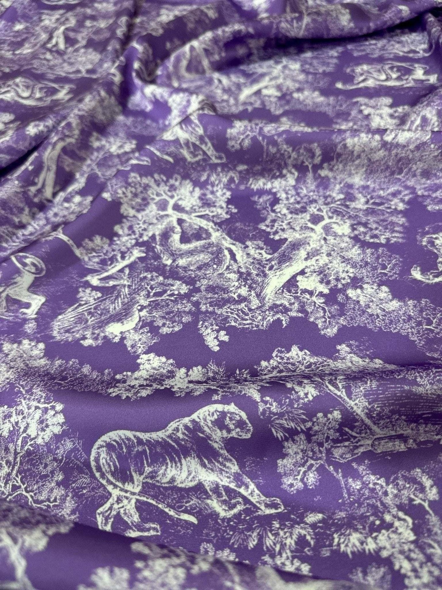 Purple Wild Forest Pattern Fabric by Metre