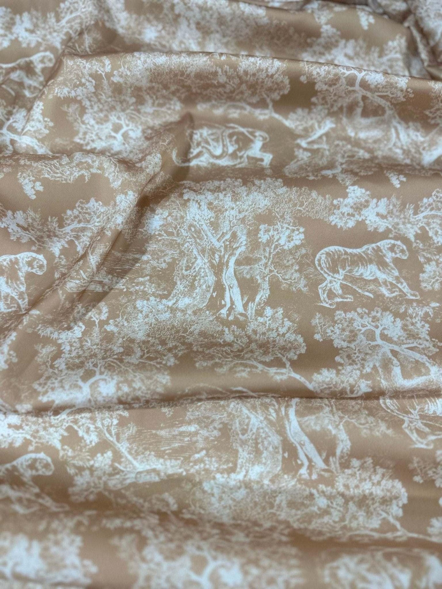 Beige Wild Forest Pattern Fabric by Metre